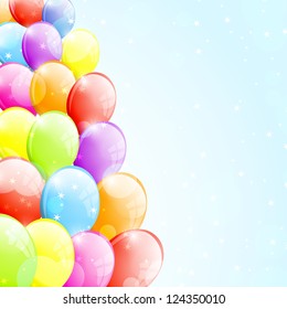 Festive background with colorful balloons. Vector illustration.