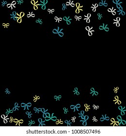Festive Background with Colorful Bows. Cute Pattern for Postcard, Print, Banner or Poster. Small Pretty Bows For Party Decoration, Wedding, Birthday or Anniversary Invitation. Vector
