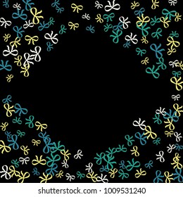 Festive Background with Colorful Bows. Cute Pattern for Postcard, Print, Banner or Poster. Small Pretty Bows For Party Decoration, Wedding, Birthday or Anniversary Invitation. Vector
