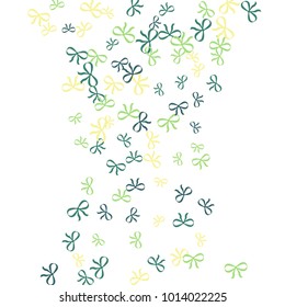 Festive Background with Colorful Bows. Cute Pattern for Postcard, Print, Banner or Poster. Small Pretty Bows For Party Decoration, Wedding, Birthday or Anniversary Invitation. Vector
