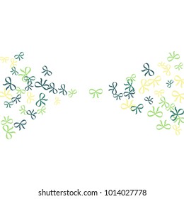 Festive Background with Colorful Bows. Cute Pattern for Postcard, Print, Banner or Poster. Small Pretty Bows For Party Decoration, Wedding, Birthday or Anniversary Invitation. Vector
