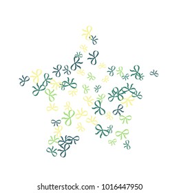 Festive Background with Colorful Bows. Cute Pattern for Postcard, Print, Banner or Poster. Small Pretty Bows For Party Decoration, Wedding, Birthday or Anniversary Invitation. Vector
