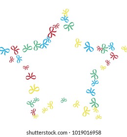 Festive Background with Colorful Bows. Cute Pattern for Postcard, Print, Banner or Poster. Small Pretty Bows For Party Decoration, Wedding, Birthday or Anniversary Invitation. Vector
