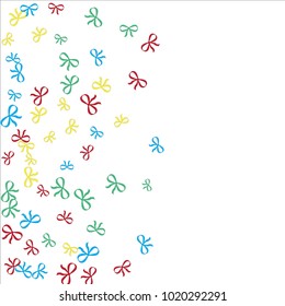 Festive Background with Colorful Bows. Cute Pattern for Postcard, Print, Banner or Poster. Small Pretty Bows For Party Decoration, Wedding, Birthday or Anniversary Invitation. Vector
