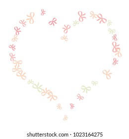 Festive Background with Colorful Bows. Cute Pattern for Postcard, Print, Banner or Poster. Small Pretty Bows For Party Decoration, Wedding, Birthday or Anniversary Invitation. Vector
