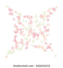 Festive Background with Colorful Bows. Cute Pattern for Postcard, Print, Banner or Poster. Small Pretty Bows For Party Decoration, Wedding, Birthday or Anniversary Invitation. Vector
