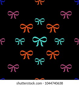 Festive Background with Colorful Bows. Cute Pattern for Postcard, Print, Banner or Poster. Small Pretty Bows For Party Decoration, Wedding, Birthday or Anniversary Invitation. Vector