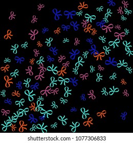 Festive Background with Colorful Bows. Cute Pattern for Postcard, Print, Banner or Poster. Small Pretty Bows For Party Decoration, Wedding, Birthday or Anniversary Invitation. Vector
 
