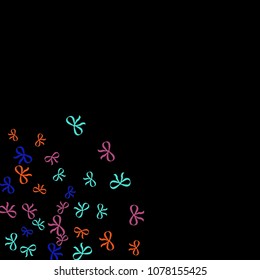 Festive Background with Colorful Bows. Cute Pattern for Postcard, Print, Banner or Poster. Small Pretty Bows For Party Decoration, Wedding, Birthday or Anniversary Invitation. Vector