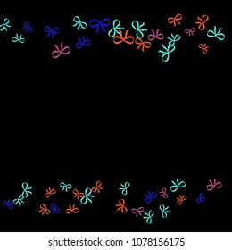 Festive Background with Colorful Bows. Cute Pattern for Postcard, Print, Banner or Poster. Small Pretty Bows For Party Decoration, Wedding, Birthday or Anniversary Invitation. Vector