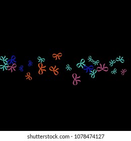 Festive Background with Colorful Bows. Cute Pattern for Postcard, Print, Banner or Poster. Small Pretty Bows For Party Decoration, Wedding, Birthday or Anniversary Invitation. Vector