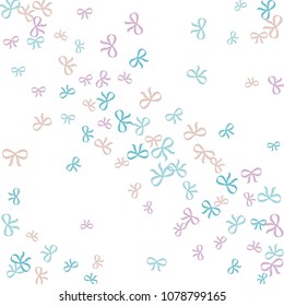 Festive Background with Colorful Bows. Cute Pattern for Postcard, Print, Banner or Poster. Small Pretty Bows For Party Decoration, Wedding, Birthday or Anniversary Invitation. Vector