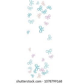 Festive Background with Colorful Bows. Cute Pattern for Postcard, Print, Banner or Poster. Small Pretty Bows For Party Decoration, Wedding, Birthday or Anniversary Invitation. Vector