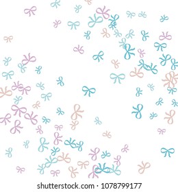 Festive Background with Colorful Bows. Cute Pattern for Postcard, Print, Banner or Poster. Small Pretty Bows For Party Decoration, Wedding, Birthday or Anniversary Invitation. Vector