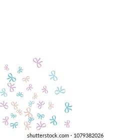 Festive Background with Colorful Bows. Cute Pattern for Postcard, Print, Banner or Poster. Small Pretty Bows For Party Decoration, Wedding, Birthday or Anniversary Invitation. Vector
