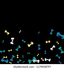 Festive Background with Colorful Bows. Cute Pattern for Postcard, Print, Banner or Poster. Small Pretty Bows For Party Decoration, Wedding, Birthday or Anniversary Invitation. Vector
