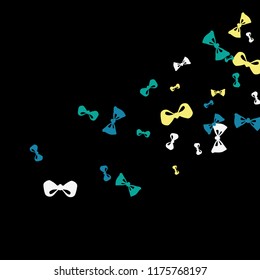Festive Background with Colorful Bows. Cute Pattern for Postcard, Print, Banner or Poster. Small Pretty Bows For Party Decoration, Wedding, Birthday or Anniversary Invitation. Vector

