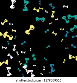 Festive Background with Colorful Bows. Cute Pattern for Postcard, Print, Banner or Poster. Small Pretty Bows For Party Decoration, Wedding, Birthday or Anniversary Invitation. Vector
