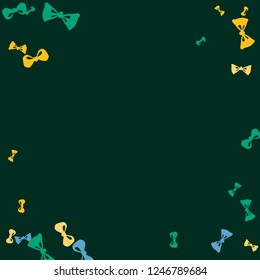 Festive Background with Colorful Bows. Cute Pattern for Postcard, Print, Banner or Poster. Small Pretty Bows For Party Decoration, Wedding, Birthday or Anniversary Invitation. Vector
