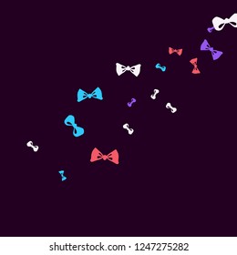 Festive Background with Colorful Bows. Cute Pattern for Postcard, Print, Banner or Poster. Small Pretty Bows For Party Decoration, Wedding, Birthday or Anniversary Invitation. Vector
