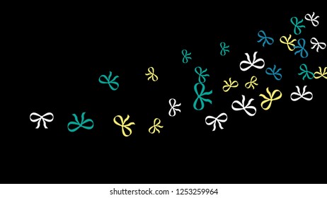 Festive Background with Colorful Bows. Cute Pattern for Postcard, Print, Banner or Poster. Small Pretty Bows For Party Decoration, Wedding, Birthday or Anniversary Invitation. Vector