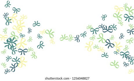 Festive Background with Colorful Bows. Cute Pattern for Postcard, Print, Banner or Poster. Small Pretty Bows For Party Decoration, Wedding, Birthday or Anniversary Invitation. Vector