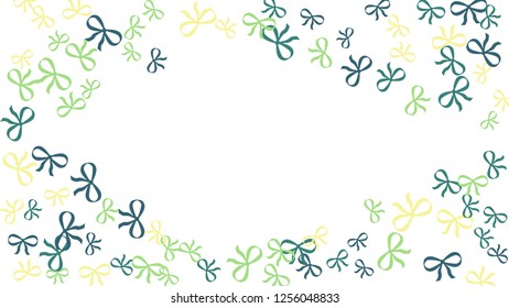 Festive Background with Colorful Bows. Cute Pattern for Postcard, Print, Banner or Poster. Small Pretty Bows For Party Decoration, Wedding, Birthday or Anniversary Invitation. Vector