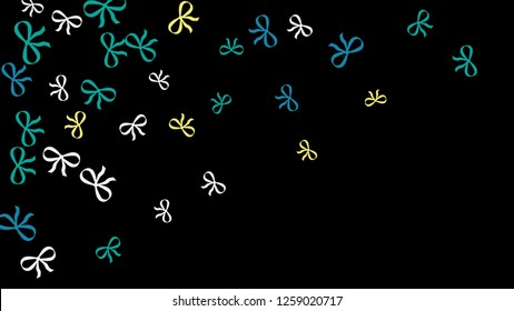 Festive Background with Colorful Bows. Cute Pattern for Postcard, Print, Banner or Poster. Small Pretty Bows For Party Decoration, Wedding, Birthday or Anniversary Invitation. Vector