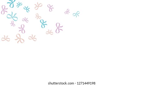 Festive Background with Colorful Bows. Cute Pattern for Postcard, Print, Banner or Poster. Small Pretty Bows For Party Decoration, Wedding, Birthday or Anniversary Invitation. Vector