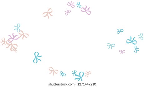 Festive Background with Colorful Bows. Cute Pattern for Postcard, Print, Banner or Poster. Small Pretty Bows For Party Decoration, Wedding, Birthday or Anniversary Invitation. Vector