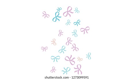 Festive Background with Colorful Bows. Cute Pattern for Postcard, Print, Banner or Poster. Small Pretty Bows For Party Decoration, Wedding, Birthday or Anniversary Invitation. Vector
