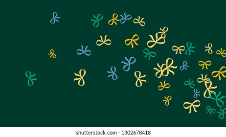 Festive Background with Colorful Bows. Cute Pattern for Postcard, Print, Banner or Poster. Small Pretty Bows For Party Decoration, Wedding, Birthday or Anniversary Invitation. Vector