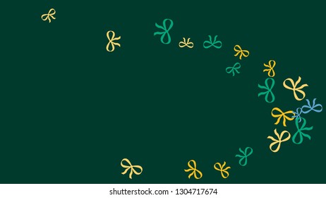 Festive Background with Colorful Bows. Cute Pattern for Postcard, Print, Banner or Poster. Small Pretty Bows For Party Decoration, Wedding, Birthday or Anniversary Invitation. Vector