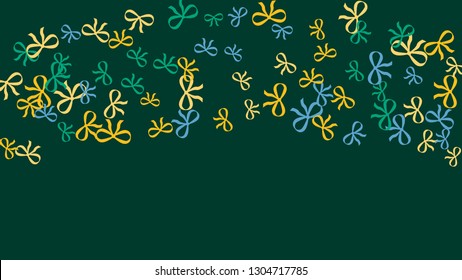 Festive Background with Colorful Bows. Cute Pattern for Postcard, Print, Banner or Poster. Small Pretty Bows For Party Decoration, Wedding, Birthday or Anniversary Invitation. Vector