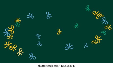 Festive Background with Colorful Bows. Cute Pattern for Postcard, Print, Banner or Poster. Small Pretty Bows For Party Decoration, Wedding, Birthday or Anniversary Invitation. Vector