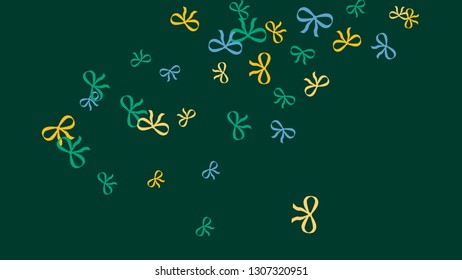 Festive Background with Colorful Bows. Cute Pattern for Postcard, Print, Banner or Poster. Small Pretty Bows For Party Decoration, Wedding, Birthday or Anniversary Invitation. Vector