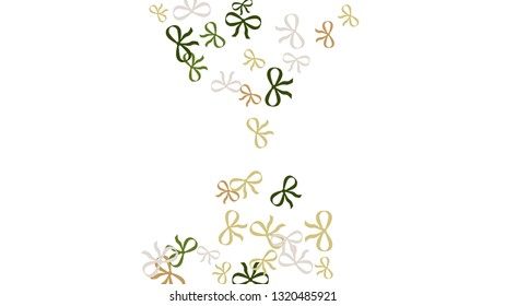 Festive Background with Colorful Bows. Cute Pattern for Postcard, Print, Banner or Poster. Small Pretty Bows For Party Decoration, Wedding, Birthday or Anniversary Invitation. Vector

