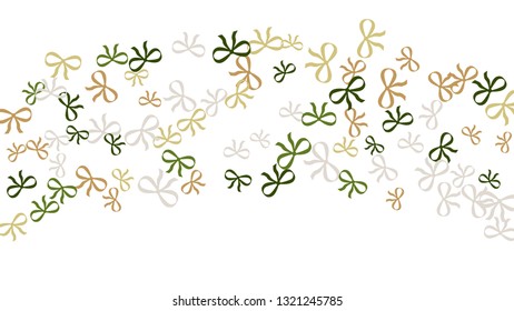Festive Background with Colorful Bows. Cute Pattern for Postcard, Print, Banner or Poster. Small Pretty Bows For Party Decoration, Wedding, Birthday or Anniversary Invitation. Vector
