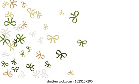 Festive Background with Colorful Bows. Cute Pattern for Postcard, Print, Banner or Poster. Small Pretty Bows For Party Decoration, Wedding, Birthday or Anniversary Invitation. Vector
