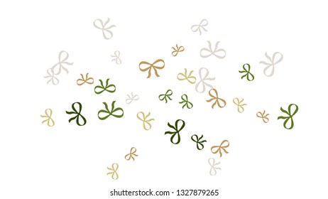 Festive Background with Colorful Bows. Cute Pattern for Postcard, Print, Banner or Poster. Small Pretty Bows For Party Decoration, Wedding, Birthday or Anniversary Invitation. Vector
