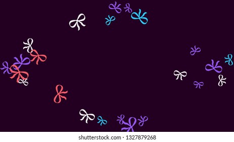 Festive Background with Colorful Bows. Cute Pattern for Postcard, Print, Banner or Poster. Small Pretty Bows For Party Decoration, Wedding, Birthday or Anniversary Invitation. Vector
