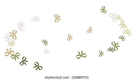 Festive Background with Colorful Bows. Cute Pattern for Postcard, Print, Banner or Poster. Small Pretty Bows For Party Decoration, Wedding, Birthday or Anniversary Invitation. Vector
