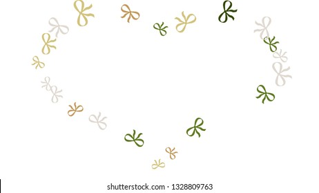 Festive Background with Colorful Bows. Cute Pattern for Postcard, Print, Banner or Poster. Small Pretty Bows For Party Decoration, Wedding, Birthday or Anniversary Invitation. Vector
