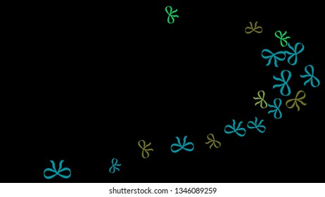 Festive Background with Colorful Bows. Cute Pattern for Postcard, Print, Banner or Poster. Small Pretty Bows For Party Decoration, Wedding, Birthday or Anniversary Invitation. Vector

