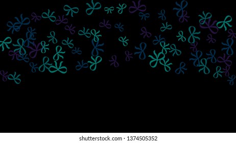 Festive Background with Colorful Bows. Cute Pattern for Postcard, Print, Banner or Poster. Small Pretty Bows For Party Decoration, Wedding, Birthday or Anniversary Invitation. Vector
