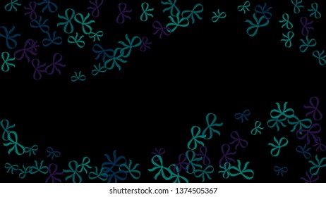 Festive Background with Colorful Bows. Cute Pattern for Postcard, Print, Banner or Poster. Small Pretty Bows For Party Decoration, Wedding, Birthday or Anniversary Invitation. Vector
