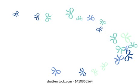 Festive Background with Colorful Bows. Cute Pattern for Postcard, Print, Banner or Poster. Small Pretty Bows For Party Decoration, Wedding, Birthday or Anniversary Invitation. Vector
