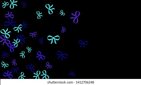 Festive Background with Colorful Bows. Cute Pattern for Postcard, Print, Banner or Poster. Small Pretty Bows For Party Decoration, Wedding, Birthday or Anniversary Invitation. Vector

