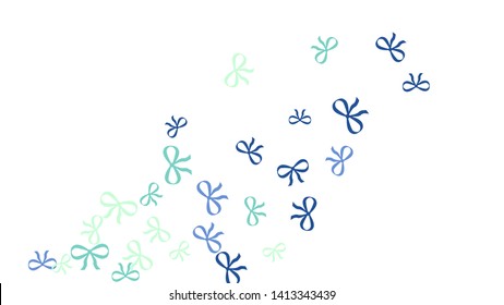 Festive Background with Colorful Bows. Cute Pattern for Postcard, Print, Banner or Poster. Small Pretty Bows For Party Decoration, Wedding, Birthday or Anniversary Invitation. Vector
