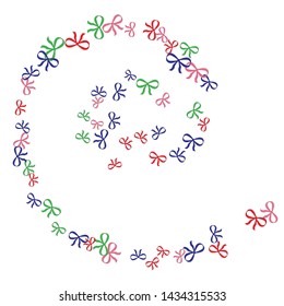 Festive Background with Colorful Bows. Cute Pattern for Postcard, Print, Banner or Poster. Small Pretty Bows For Party Decoration, Wedding, Birthday or Anniversary Invitation. Vector

